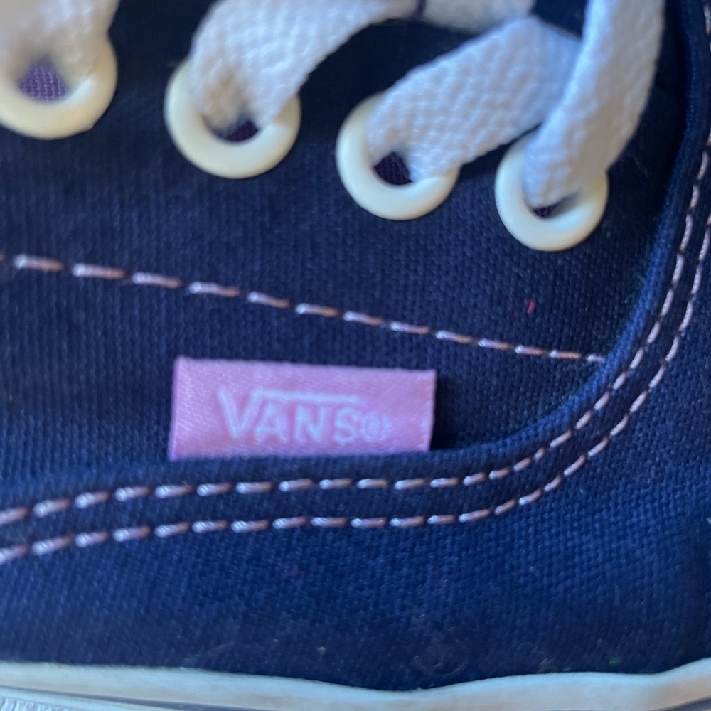 Vans Low Top Canvas Sneakers in Navy and Pink - Picture 4 of 8